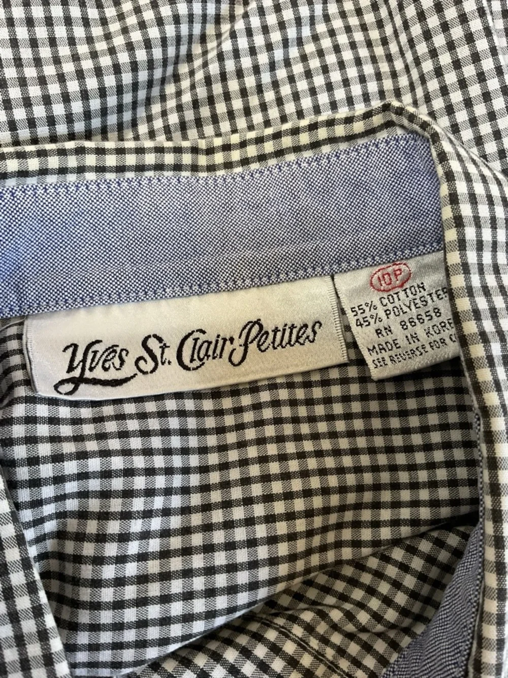 Yves St Clair Petites Gingham Button Down Shirt Small Check Workwear Classic - Picture 4 of 5